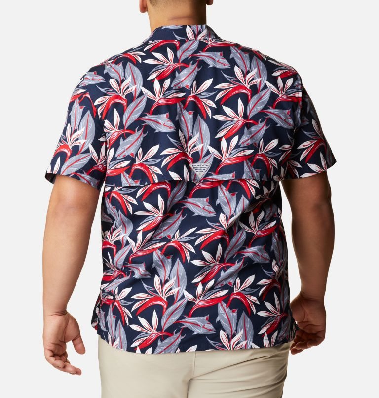 Men's Columbia PFG Trollers Best Short Sleeve Shirts Flower | Plus Size CA-EL50A